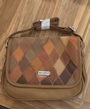 Sac bandoulière Ted Lapidus vintage patchwork cuir véritable – Neuf – Pièce rare