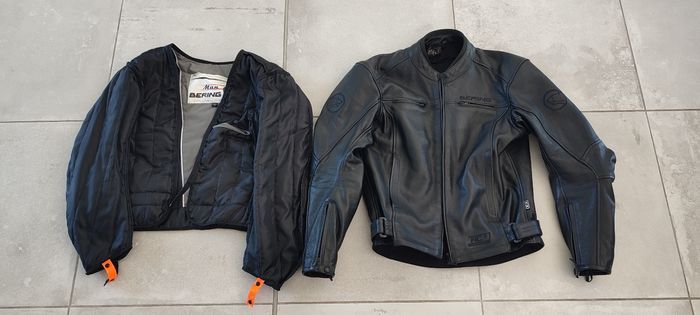🏍️ Blouson de moto 100% cuir marque Bering vendu avec sa doublure thermique - homme, taille M - excellent état