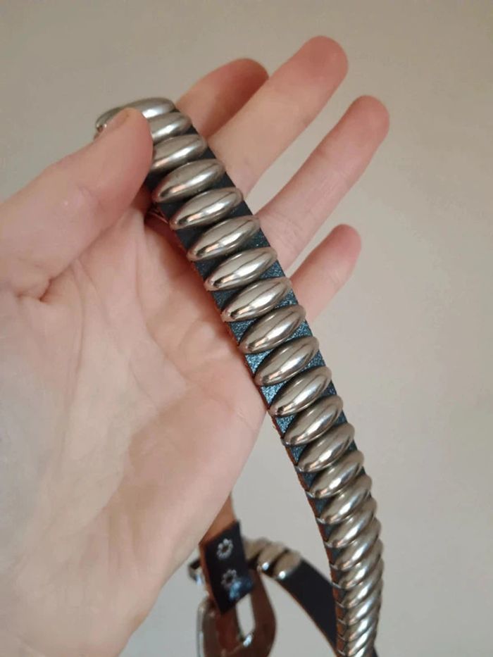Ceinture grise empiècements argentés - photo numéro 4