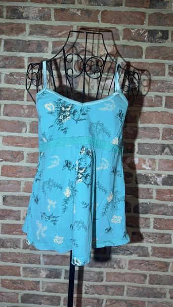 Top débardeur bleu à fleurs Taille S/M