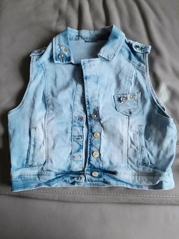 Veston sans manches en jean et strass