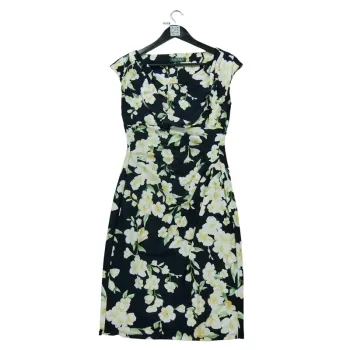Ralph Lauren Robe Floral-Print Femme Taille S Marine #Qwe7338