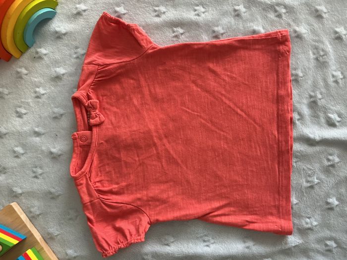 teeshirt manches courtes noeud au col rose 9 mois tex - photo numéro 4