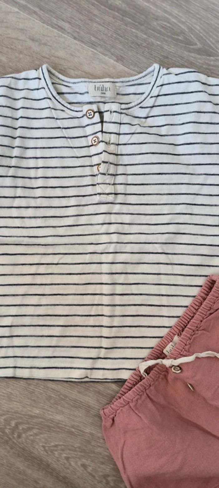 T-shirt+short ensemble BUHO parfait état 24mois - photo numéro 2