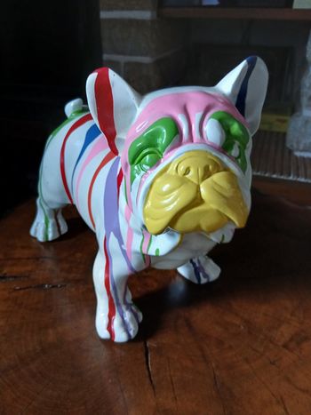 Statuette bouledogue blanc peint
