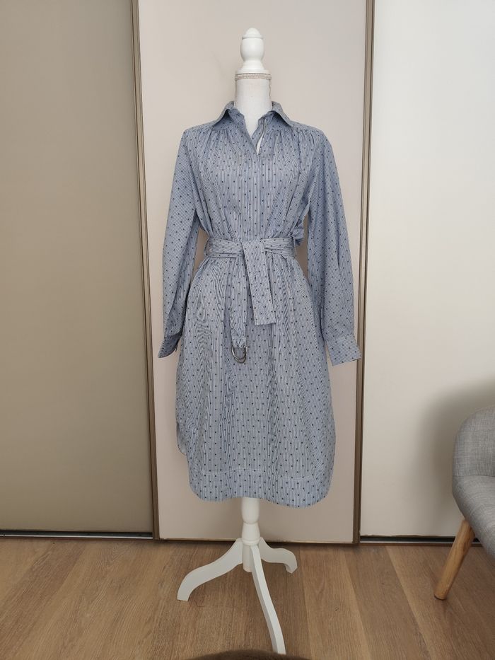 Robe Maje taille 36 coton blanc et bleu printemps été de - photo numéro 2