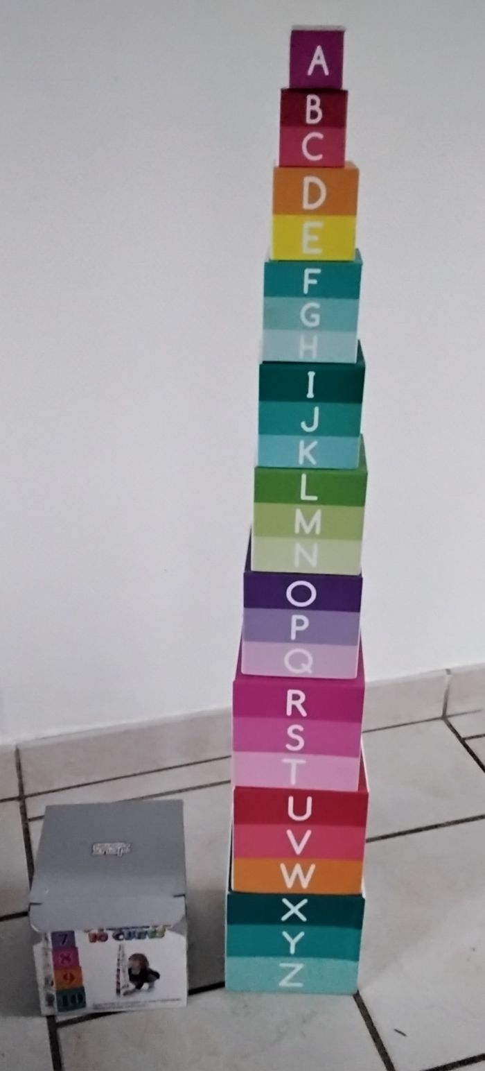 Jeux pyramide 10 cubes ,pour compter, chiffres et dessins, alphabet, forme, Jeux 2 mômes - photo numéro 4