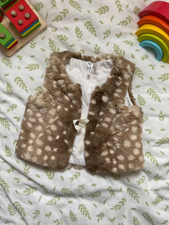 gilet sans manches en fourrure beige 9 mois orchestra - photo numéro 4