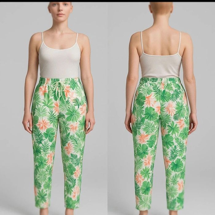 Pantalon style pallazzo fluide motifs feuilles neuf femme taille unique (36 au 42) - photo numéro 4