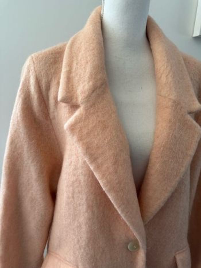 Manteau long oversize rose abricot en laine et mohair Mango T38 M - photo numéro 2