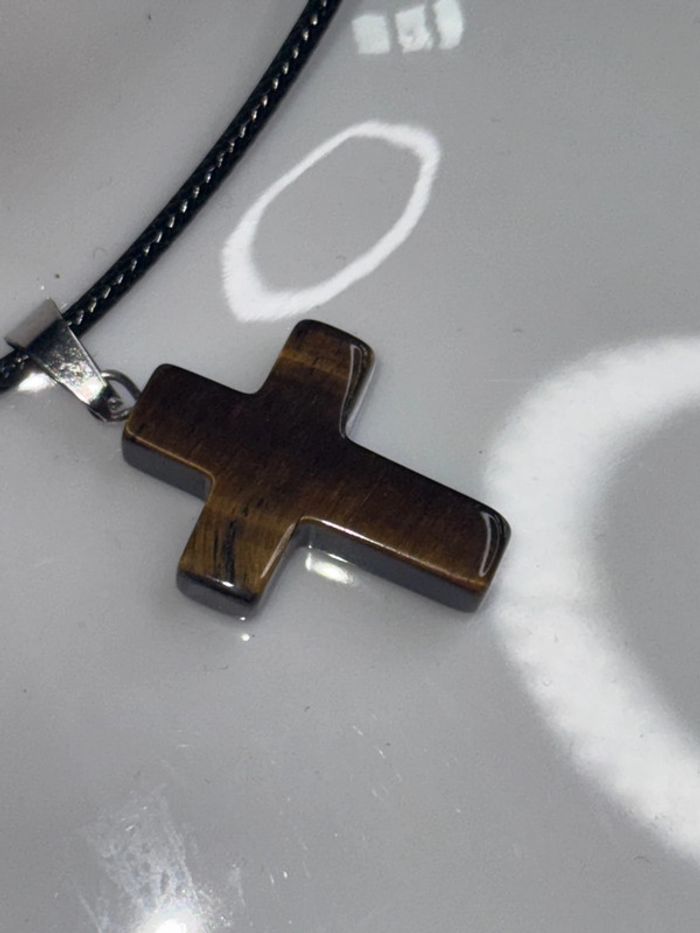 Sublime, croix, minéraux, véritable, œil de tigre - photo numéro 2