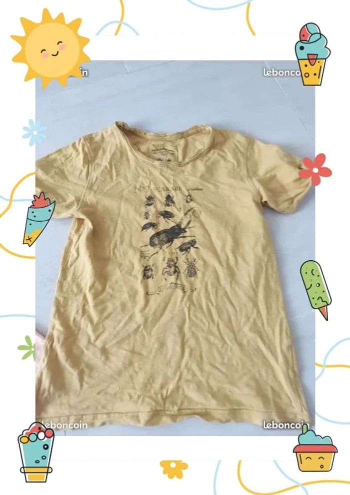 Lot de 2 tee shirt 10 ans un saumon et 1 moutarde - photo numéro 2
