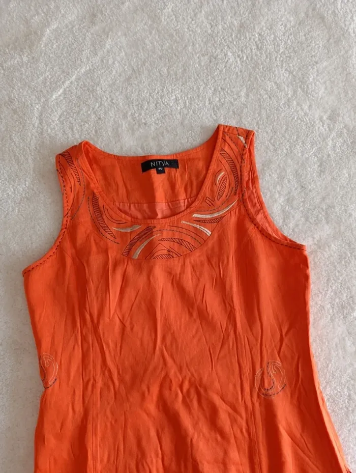 Robe Nitya orange 40 sans manches coton viscose - photo numéro 8