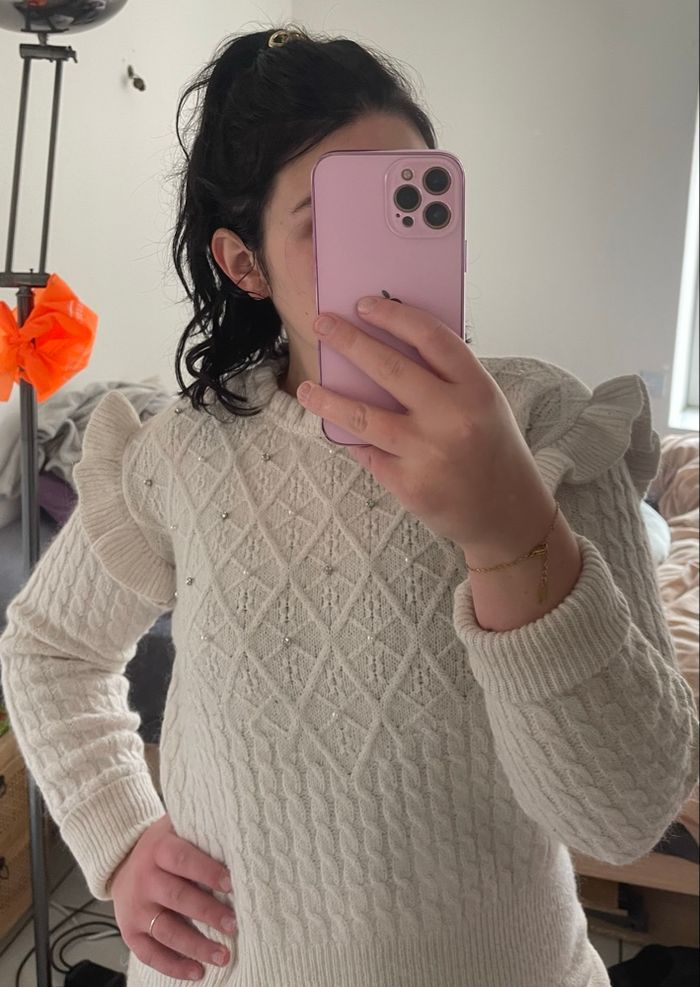 Pull blanc à Strass - photo numéro 2