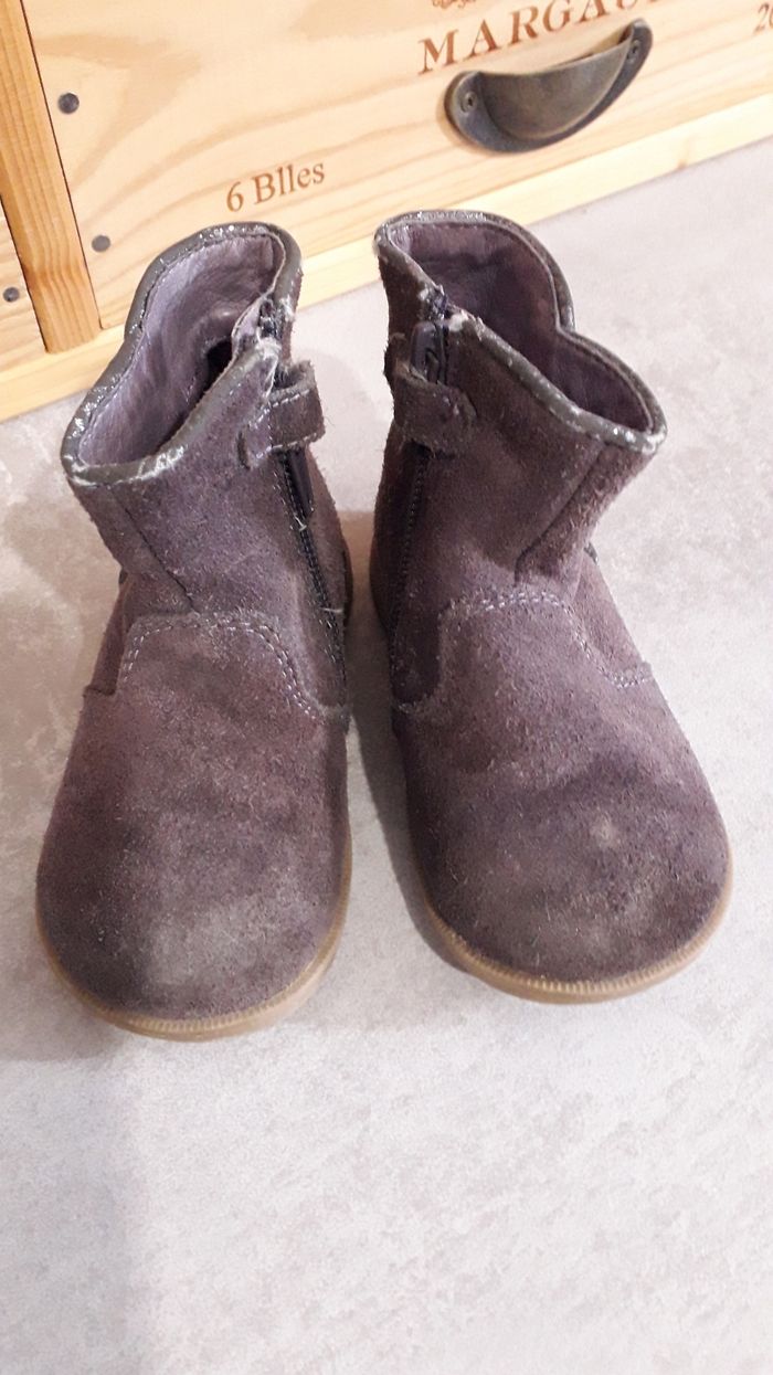 Bottines cuir suédé gris violet Obaïbi - photo numéro 3