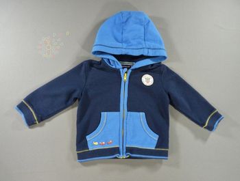 Veste sweat capuche molleton bleu marine bleu chat poissons Sergent Major 6 mois 67 cm garçon