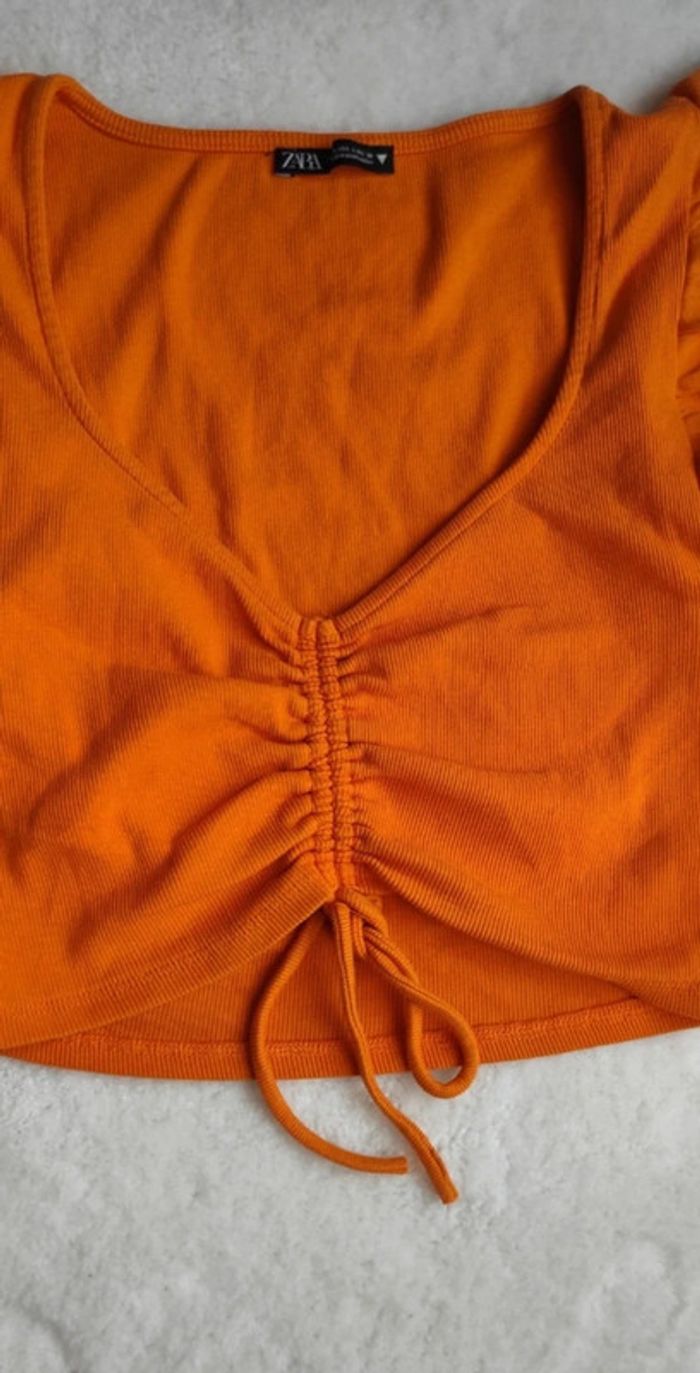 Croc top Zara orange L coton élasthanne - photo numéro 9