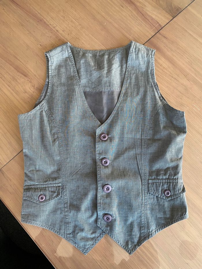 Gilet de tailleur School Rag taille 34 XS gris à petits carreaux - photo numéro 8
