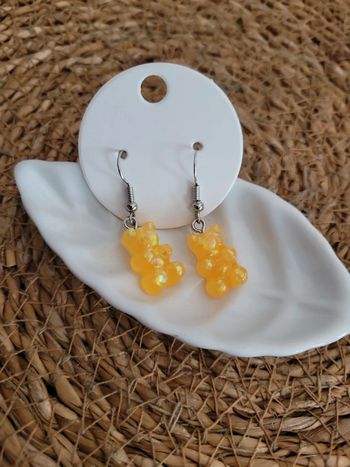 Boucles d oreilles Haribo orange pailleté