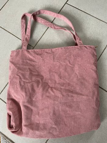 Sac Tote bag côtelé rose - Neuf