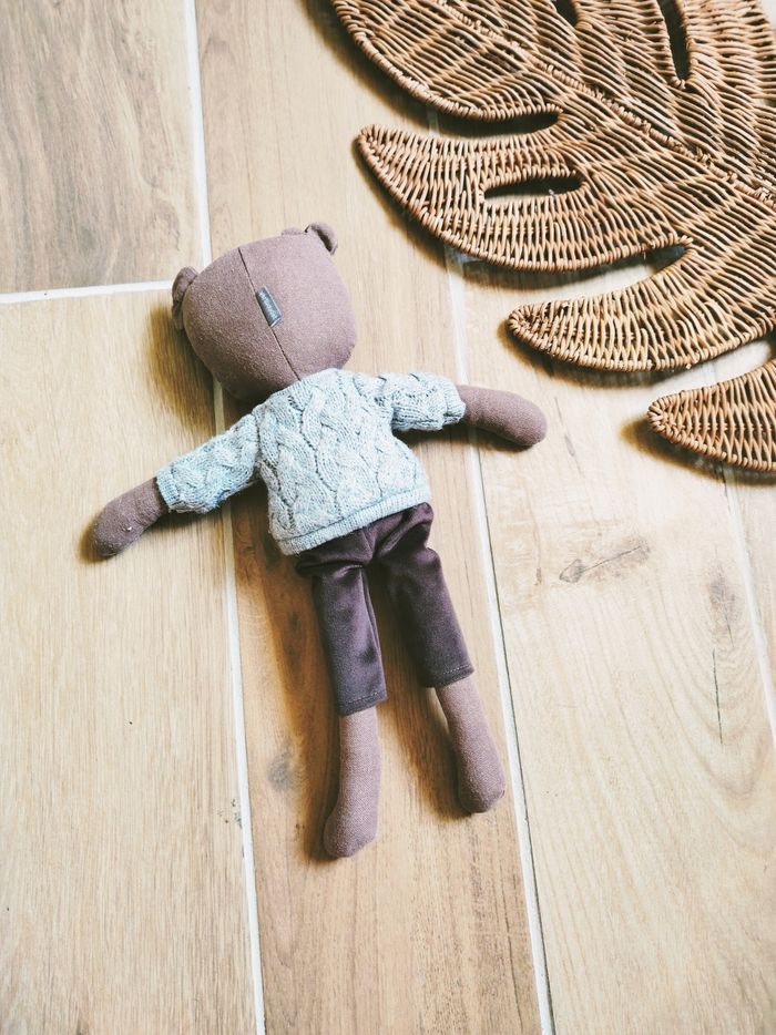 🐻Peluche doudou Ours/ourson avec pull tricoté marque Vertbaudet - photo numéro 3