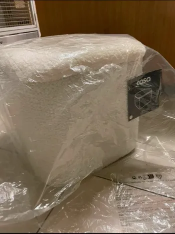 Pouf blanc avec coffre casa tissu bouclette