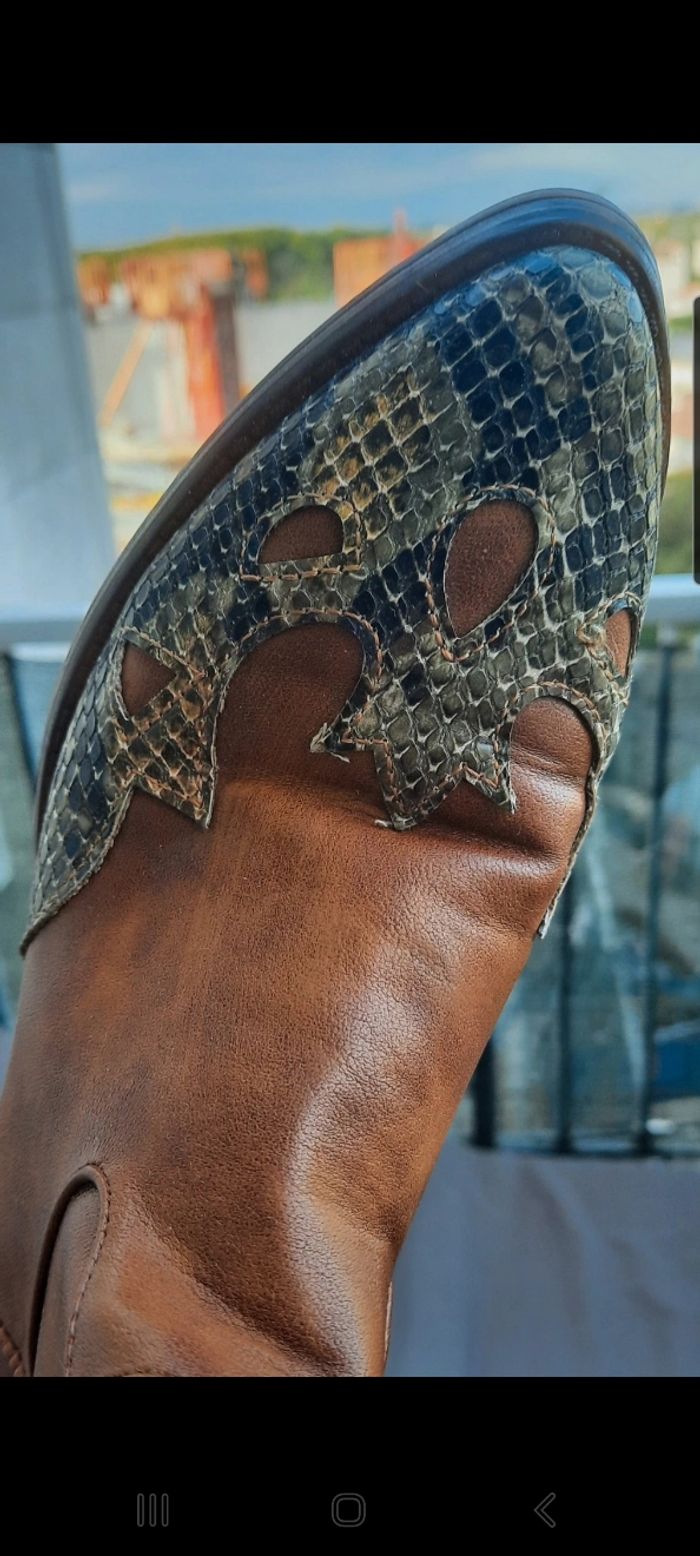 Bottes cowboy mi haute à enfiler de chez toscane&joe - photo numéro 5