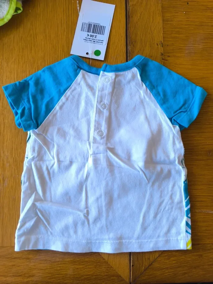 312737 Tee-shirt MC blanc/bleu garçon 3 mois disney - photo numéro 2