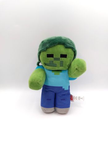 Peluche zombie MINECRAFT Mojang studios MATTEL 2022 doudou 24 cm vert bleu