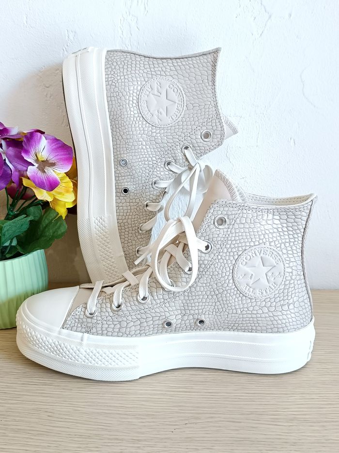 Converse plateforme croco en cuir