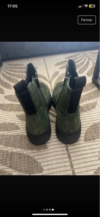 Bottine en cuir kaki