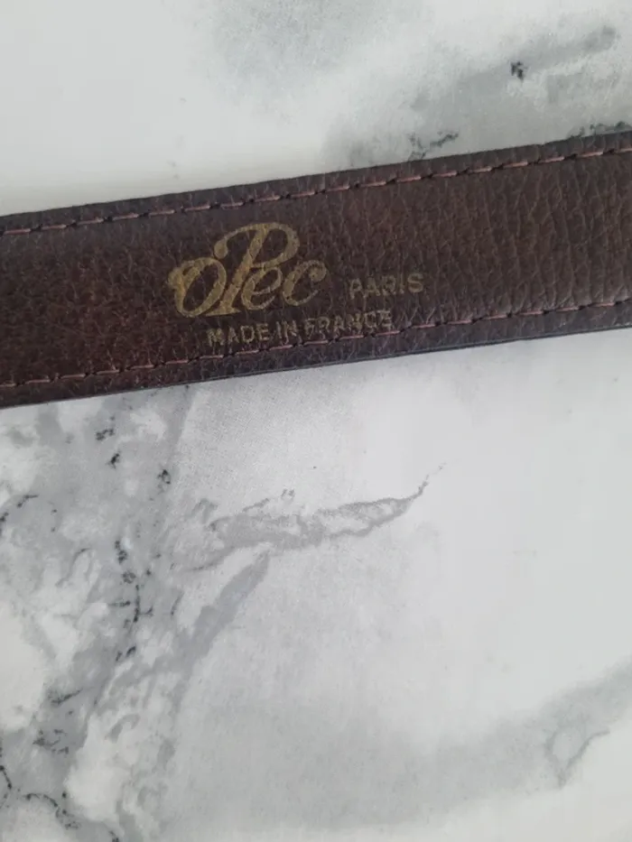 Ceinture en cuir marron et dore vintage - photo numéro 14
