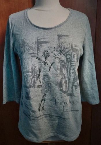 Pull avec imprimé et strass taille M-L Armand Thiery