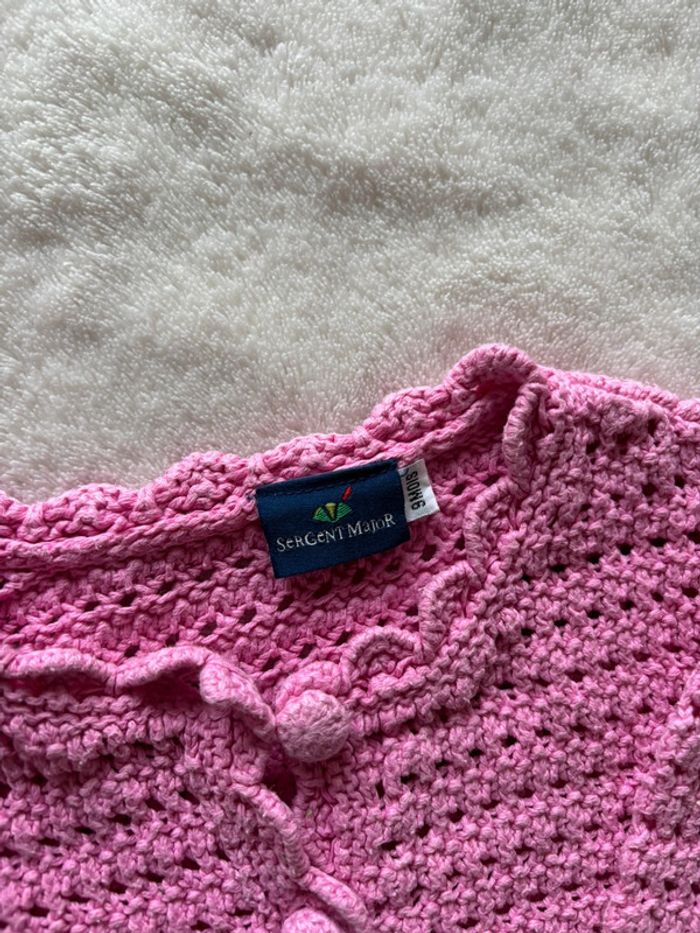 Gilet sergent major maille rose 9 mois - photo numéro 2