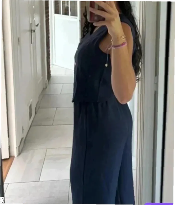 Ensemble Femme Deux Pièces Bleu Marine Gilet Pantalon - Taille S Neuf Jamais Porté - photo numéro 2