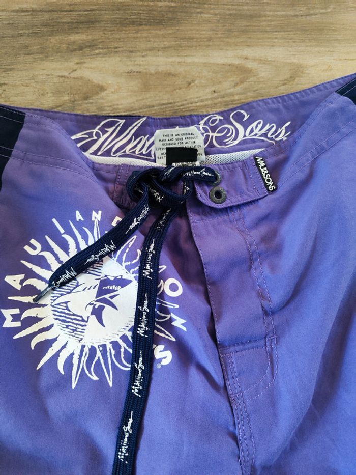 Short de bain violet bleu marine blanc Maui & Sons Taille M - photo numéro 2