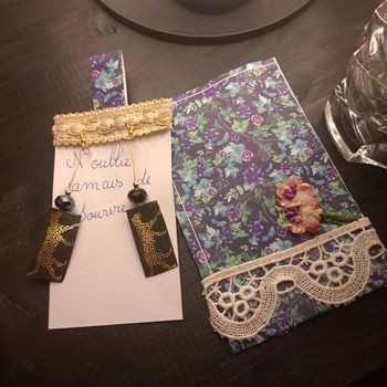 Boucles d'oreilles pendante en résine noir doré