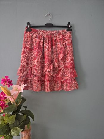 Jupe elastique terracotta avec motifs fleuris, taille 42, Molly bracken, neuve