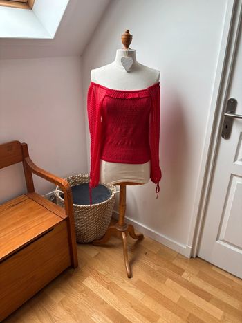 Sublime blouse bohème rouge à pois - T38