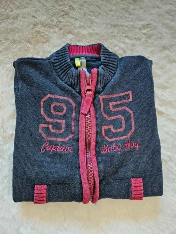 🖤Gilet zippé Orchestra 18 mois 81 cm noir rouge 95 baby boy🖤
