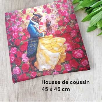 Housse de coussin la Belle et la bête princesses Disney