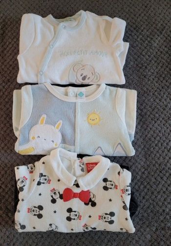 Lot de 3 pyjamas velours 3 mois
