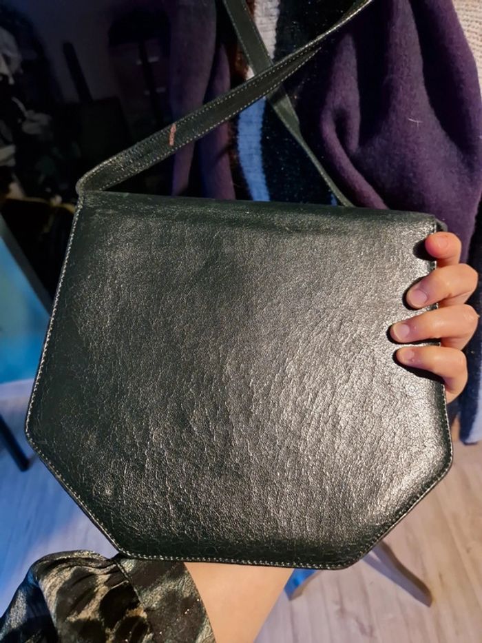 Petit sac vert bouteille vintage années 80 - photo numéro 3