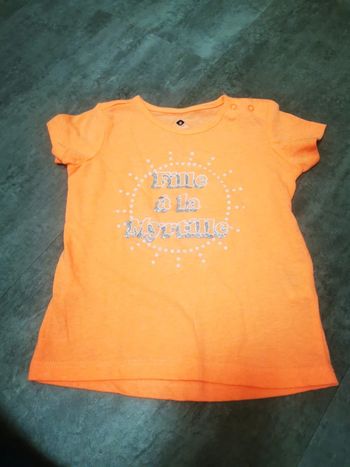 T-shirt corail bébé fille 12 mois neuf