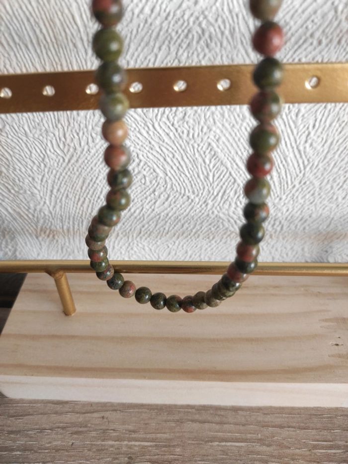 📿 Collier en perles naturelles – Unakite (unité ronde) - photo numéro 5