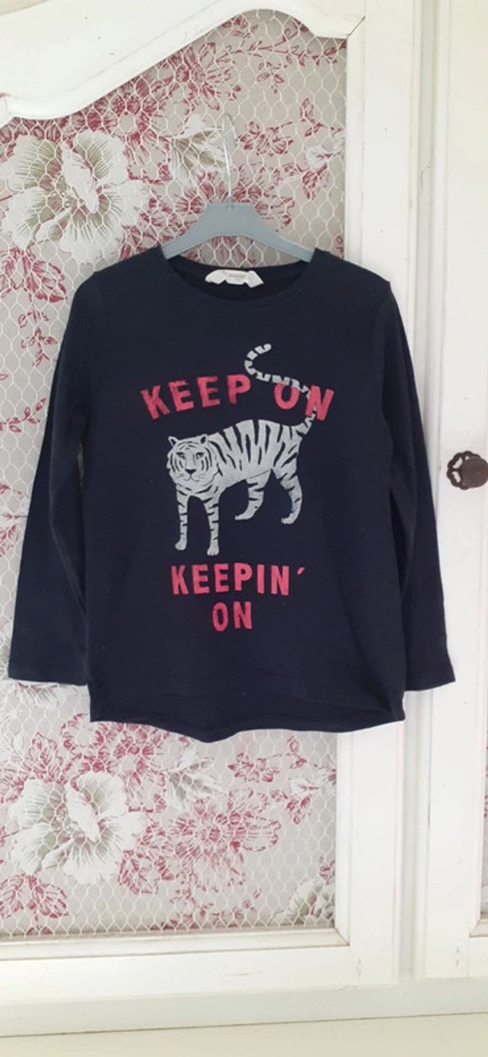 Haut Mango noir imprimé tigre gris 6 ans 118 cm