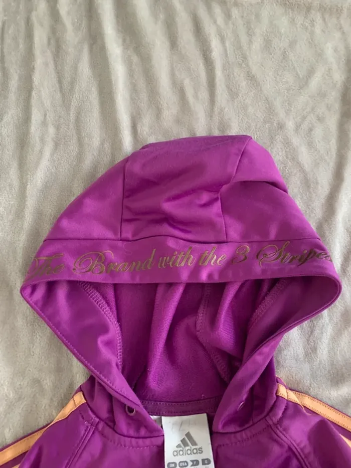 Veste à capuche Adidas enfant violet rayures roses - photo numéro 5