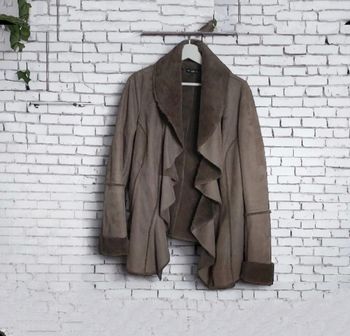 Veste façon peau retournée taupe La Halle