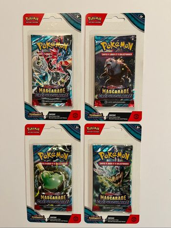 Lot 4 boosters mascarade crépusculaire Pokémon