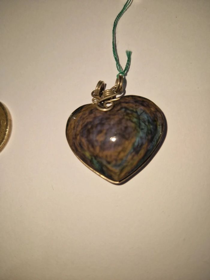 Pendentif obsidienne Manta Huichol cœur Mexique - photo numéro 6